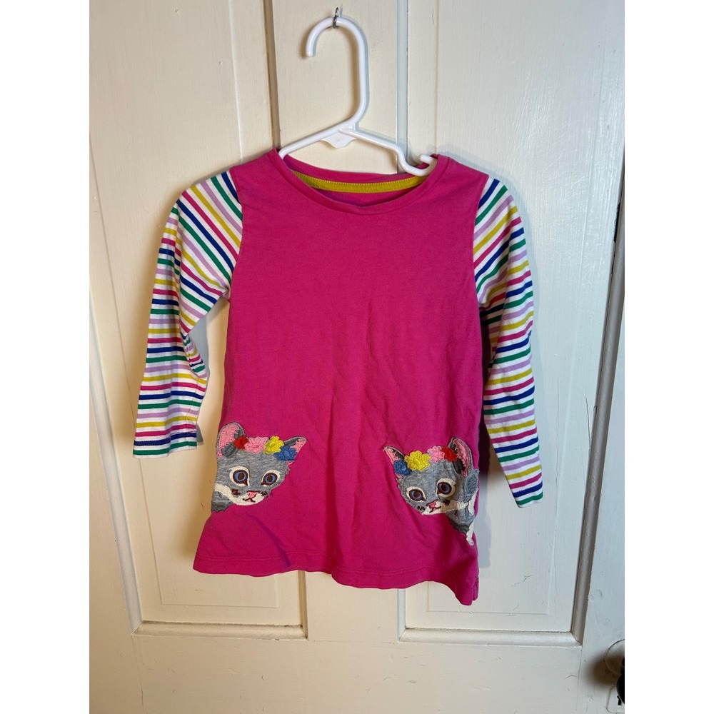 Mini Boden Cat Colorful Appliqué Tunic Dress 2-3Y 98cm